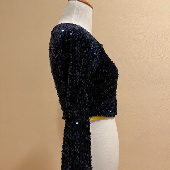 NYE - Blue Sequin Crop Top - Picture 3 of 4